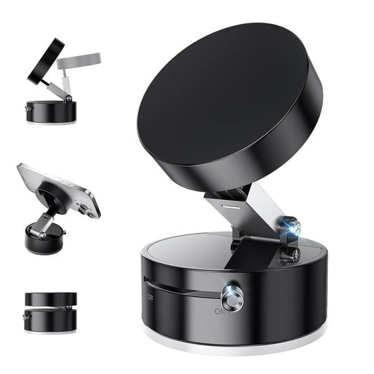 Vacuum Magnetic Suction Phone Holder | 360° Foldable & Rotatable Mount with Dual-Side Strong Grip (Pack of 1)